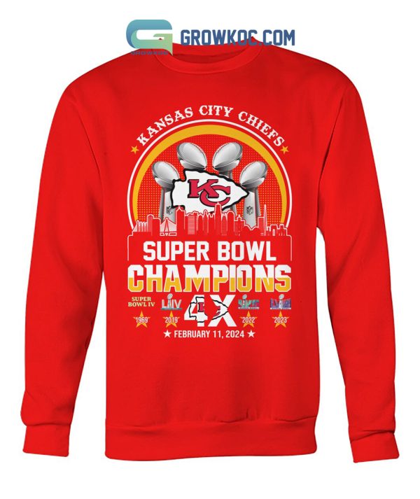 Kansas City Chiefs Super Bowl Champions 4x February 11 2024 T Shirt