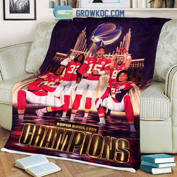 Kansas City Chiefs Super Bowl LVIII Champions Fleece Blanket Quilt