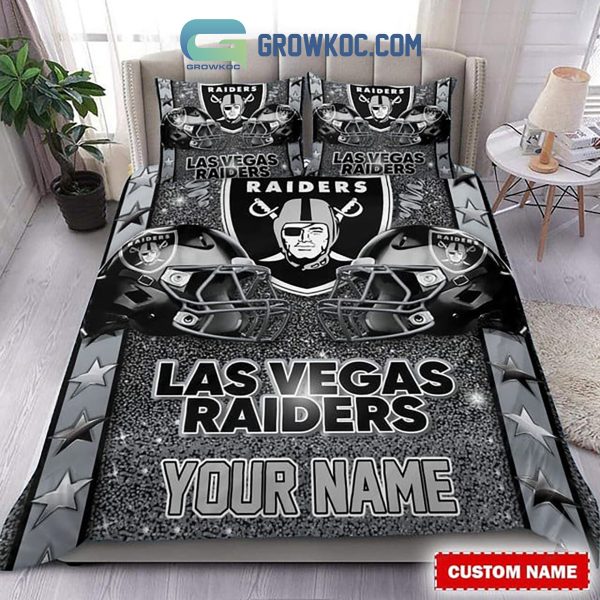 Las Vegas Raiders Star Wall Personalized Fan Bedding Set