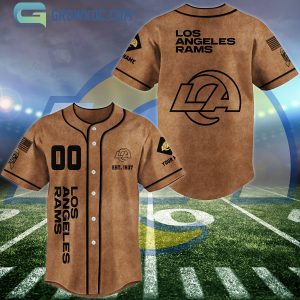 Los Angeles Rams Brown American Flag Personalized Baseball Jersey