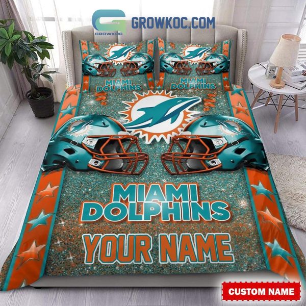 Miami Dolphins Star Wall Personalized Fan Bedding Set
