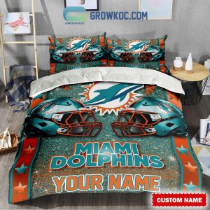 Miami Dolphins Star Wall Personalized Fan Bedding Set