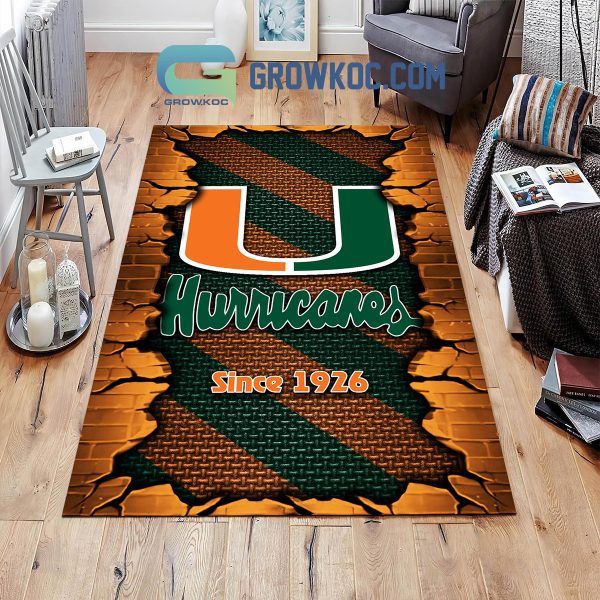 Miami Hurricanes Football Team Living Room Rug