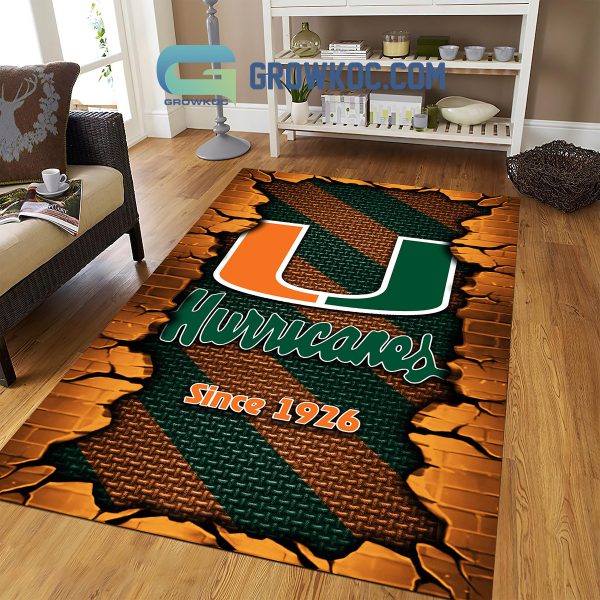 Miami Hurricanes Football Team Living Room Rug