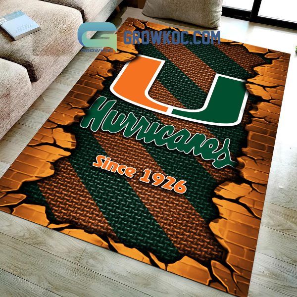 Miami Hurricanes Football Team Living Room Rug