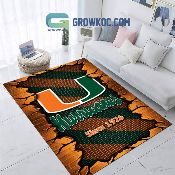 Miami Hurricanes Football Team Living Room Rug