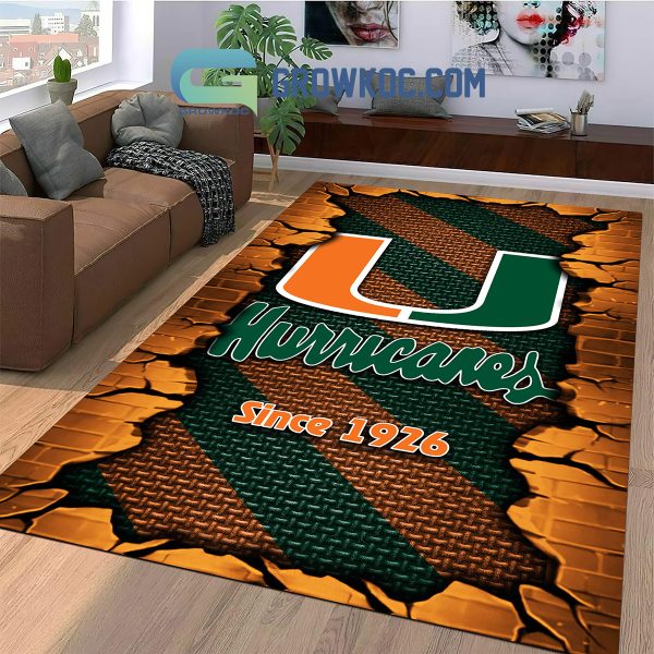 Miami Hurricanes Football Team Living Room Rug