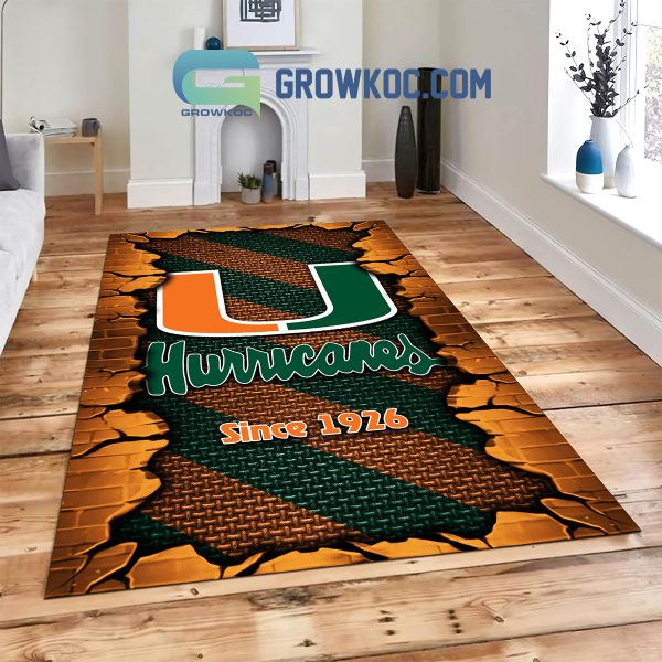 Miami Hurricanes Football Team Living Room Rug