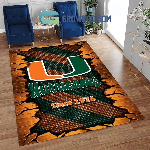 Miami Hurricanes Football Team Living Room Rug