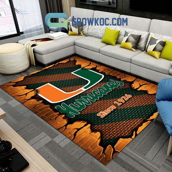 Miami Hurricanes Football Team Living Room Rug