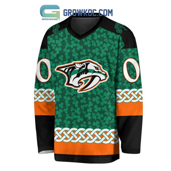 Nashville Predators St.Patrick’s Day Personalized Long Sleeve Hockey Jersey