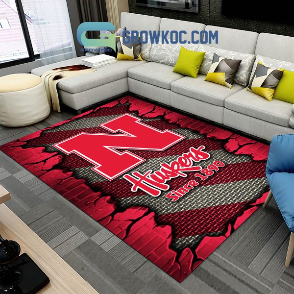 Nebraska Cornhuskers Football Team Living Room Rug