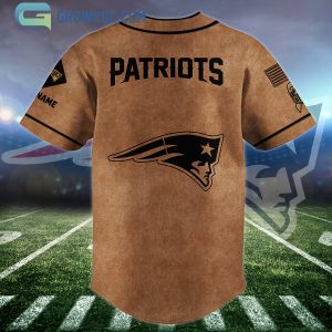 New England Patriots Brown American Flag Personalized Baseball Jersey