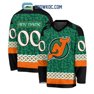 New Jersey Devils St.Patrick’s Day Personalized Long Sleeve Hockey Jersey