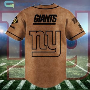 New York Giants Brown American Flag Personalized Baseball Jersey