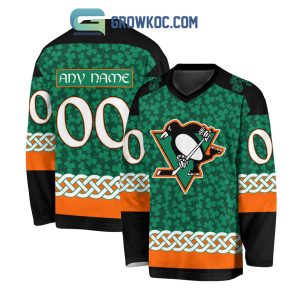 Pittsburgh Penguins St.Patrick’s Day Personalized Long Sleeve Hockey Jersey