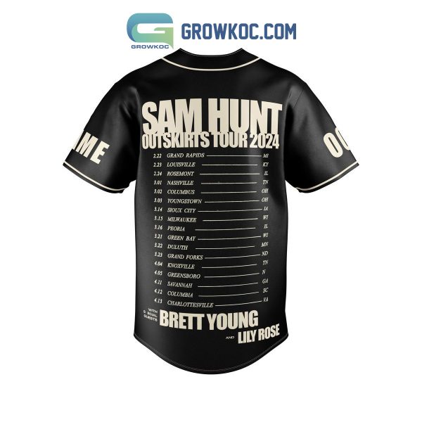 Sam Hunt Outskirts Tour 2024 Personalized Baseball Jersey