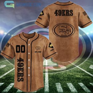 San Francisco 49ers Brown American Flag Personalized Baseball Jersey