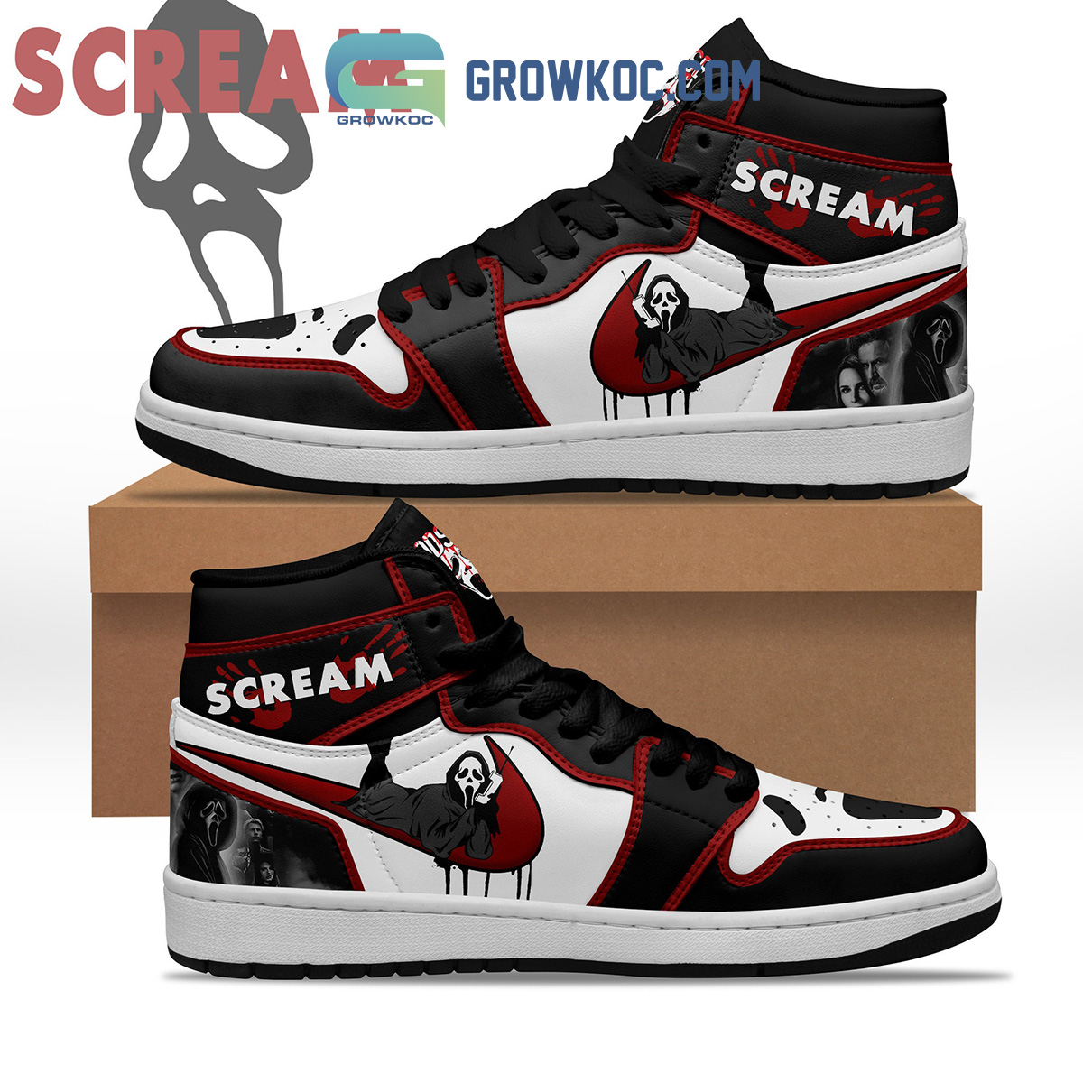 Scream Ghostface Air Jordan 1 Shoes - Growkoc