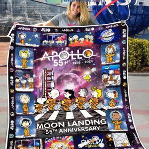 Snoopy Moon Landing Anniversary Fleece Blanket Quilt