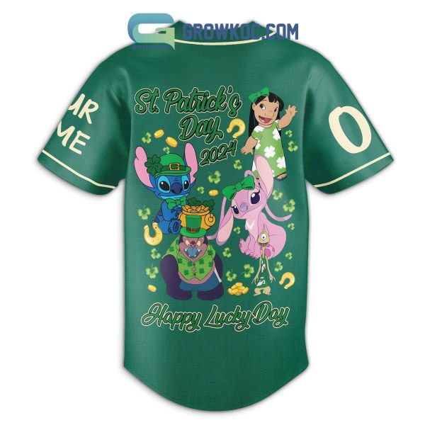 Stitch Lilo St. Patrick’s Day Personalized Baseball Jersey
