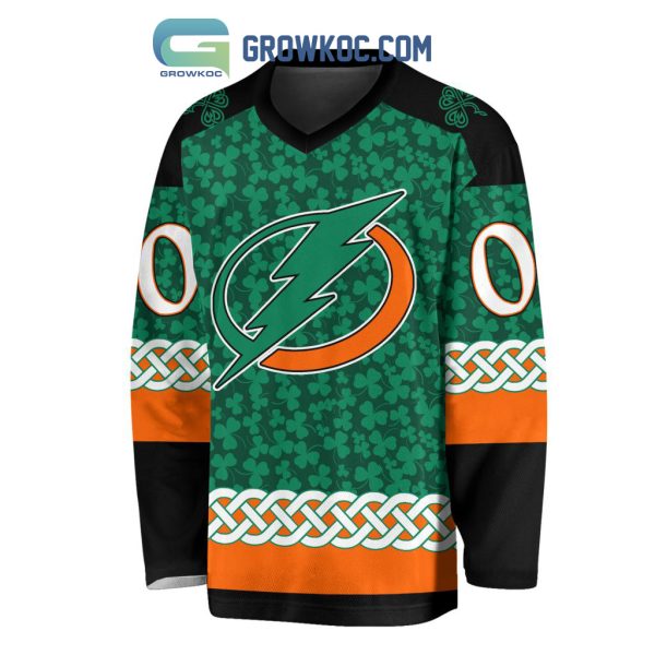 Tampa Bay Lightning St.Patrick’s Day Personalized Long Sleeve Hockey Jersey