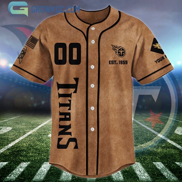 Tennessee Titans Brown American Flag Personalized Baseball Jersey