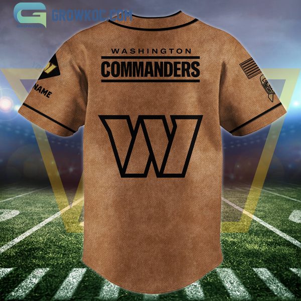 Washington Commanders Brown American Flag Personalized Baseball Jersey