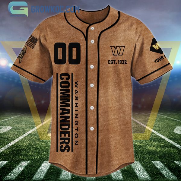 Washington Commanders Brown American Flag Personalized Baseball Jersey