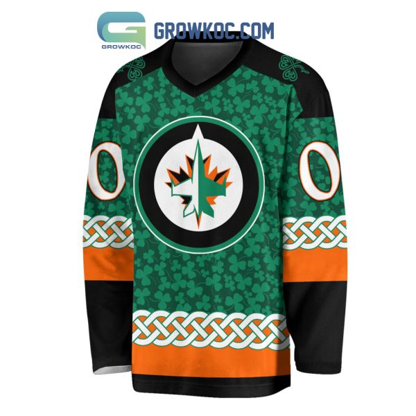 Winnipeg Jets St.Patrick’s Day Personalized Long Sleeve Hockey Jersey