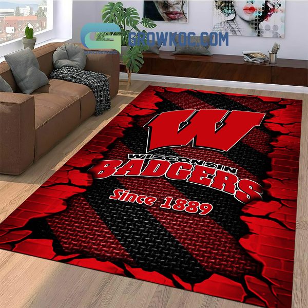 Wisconsin Badgers Football Team Living Room Rug