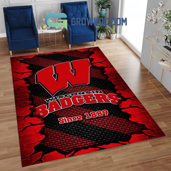 Wisconsin Badgers Football Team Living Room Rug