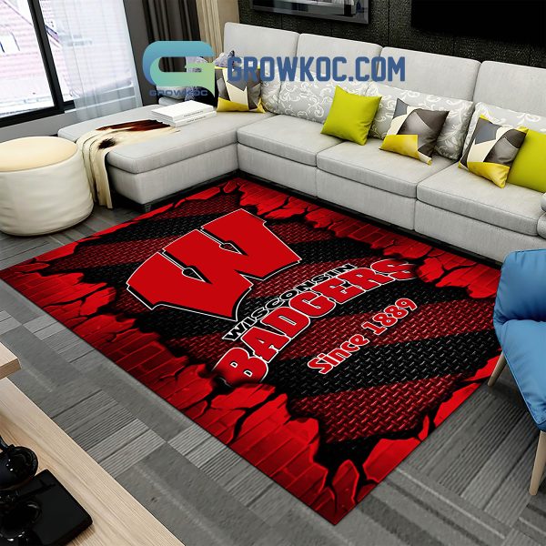 Wisconsin Badgers Football Team Living Room Rug