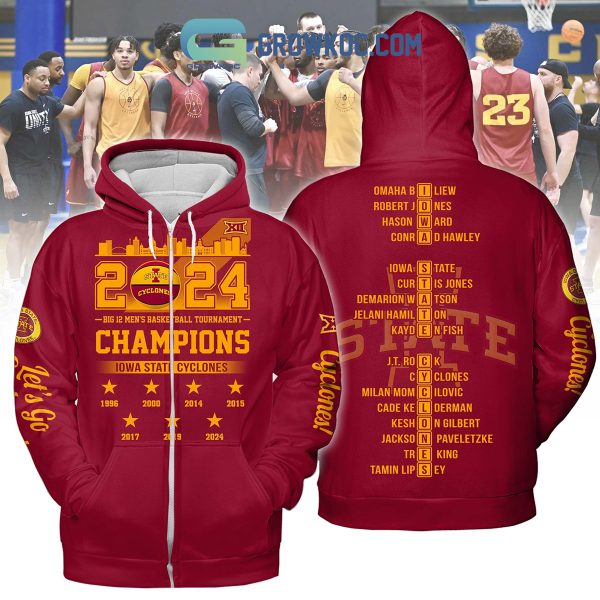2024 Big 12 Men’s Basketball Tournament Champions Iowa State Cyclones Gold Design Hoodie T Shirt