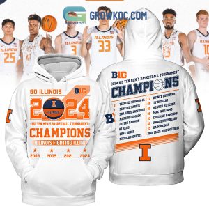 2024 Illinois Fighting Illini Big Ten Men’s Basketball Tournament Hoodie Shirts White Version