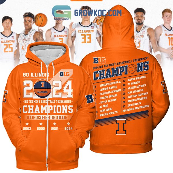 2024 Illinois Fighting Illini Big Ten Men’s Basketball Tournament Orange Design Hoodie Shirts