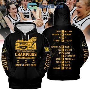 2024 Iowa Hawkeyes Big Ten Champions Back To Back Black Version Hoodie Shirts
