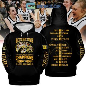 2024 Iowa Hawkeyes Big Ten Champions Let’s Go Hawks Black Version Hoodie Shirts