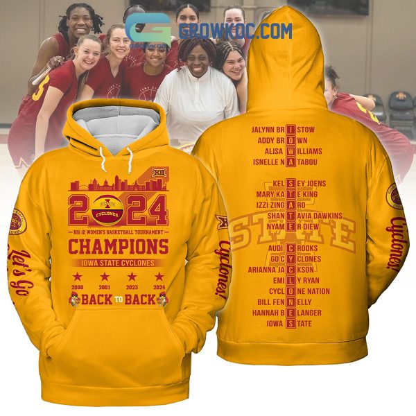 2024 Iowa State Cyclones Big 12 Basketball Champions Hoodie Shirts Yellow Design