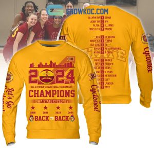 2024 Iowa State Cyclones Big 12 Basketball Champions Hoodie Shirts Yellow Design