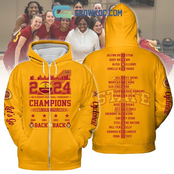 2024 Iowa State Cyclones Big 12 Basketball Champions Hoodie Shirts Yellow Design