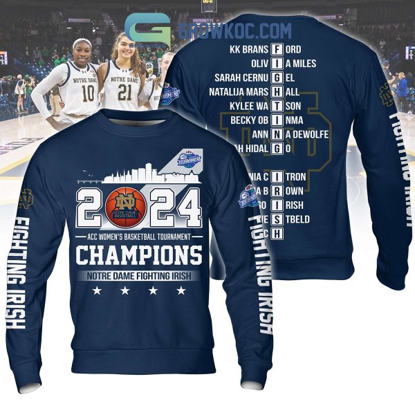 2024 Notre Dame Fighting Irish ACC Champions Blue Design Hoodie Shirts