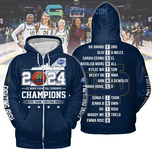 2024 Notre Dame Fighting Irish ACC Champions Blue Design Hoodie Shirts