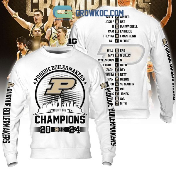 2024 Purdue Boilermakers Basketball Big 10 Champions White Hoodie Shirts