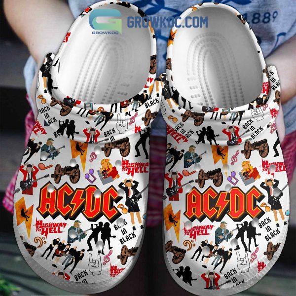 ACDC Black In Black Polyester Crocs Clogs