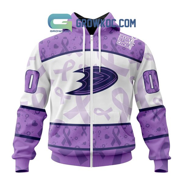 Anaheim Ducks Lavender Fight Cancer Personalized Hoodie Shirts