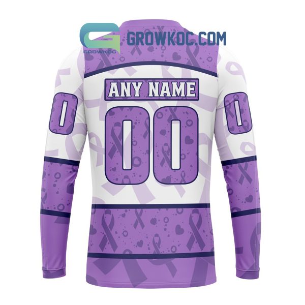 Anaheim Ducks Lavender Fight Cancer Personalized Hoodie Shirts