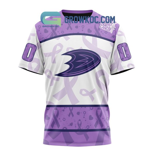 Anaheim Ducks Lavender Fight Cancer Personalized Hoodie Shirts