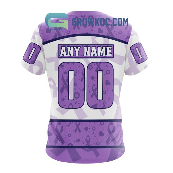 Anaheim Ducks Lavender Fight Cancer Personalized Hoodie Shirts