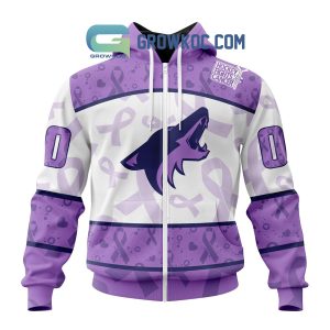 Arizona Coyotes Lavender Fight Cancer Personalized Hoodie Shirts